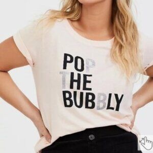Torrid "Pop the Bubbly" Pink Crew Neck Shirt 3 3X 22/24 NWT